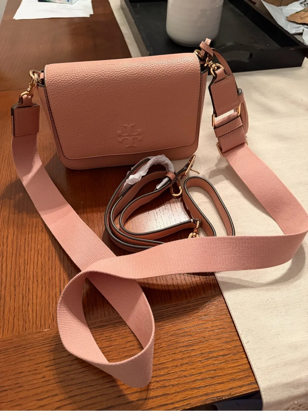 Tory Burch Dusty Pink Pebbled Leather Crossbody